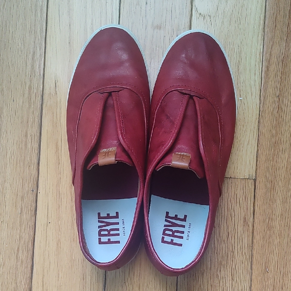 Frye Women's Red Leather Slip-On Sneakers